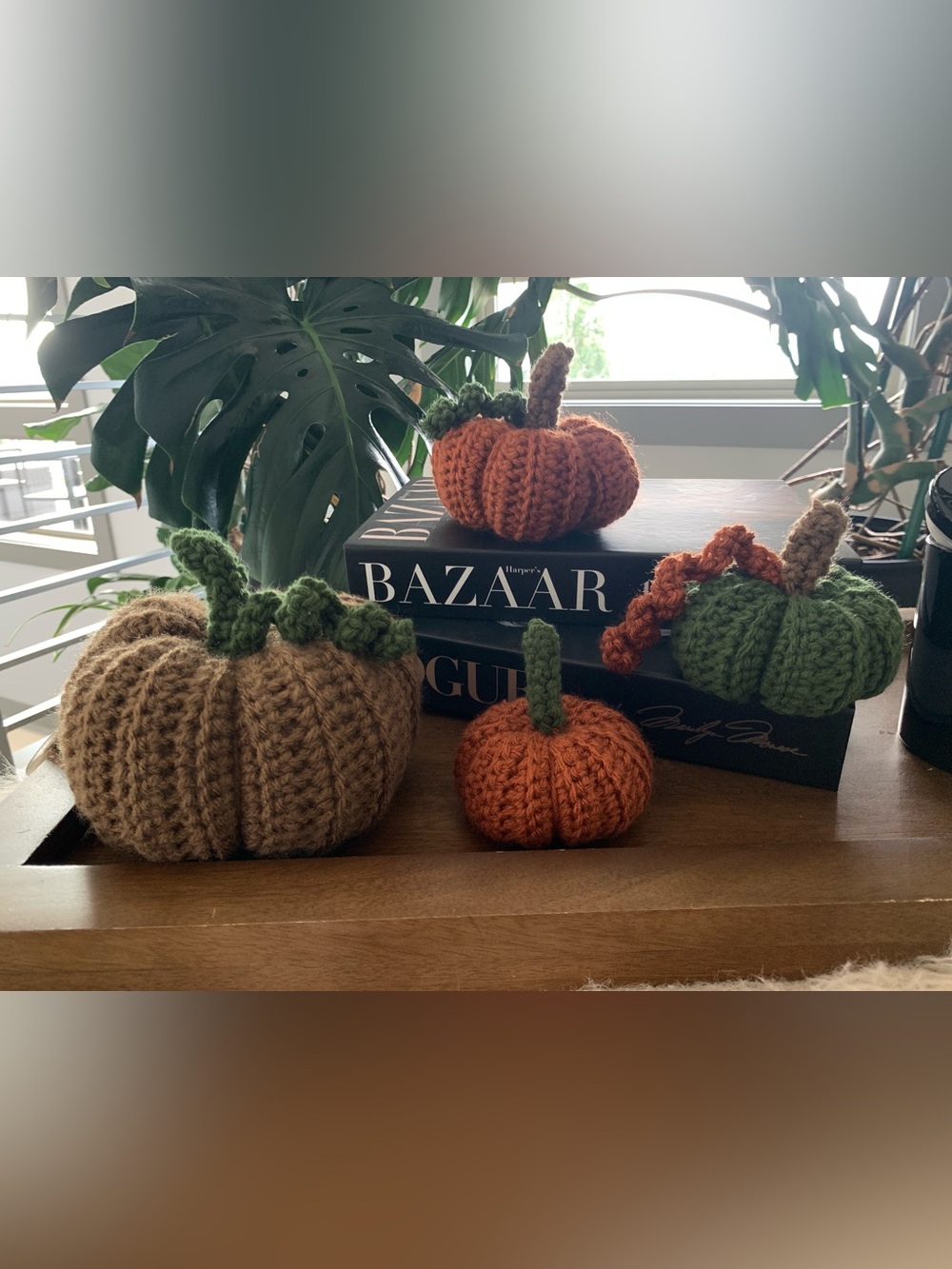 Autumn Fall Pumpkin crochet decor set of four - Picture 3 of 6